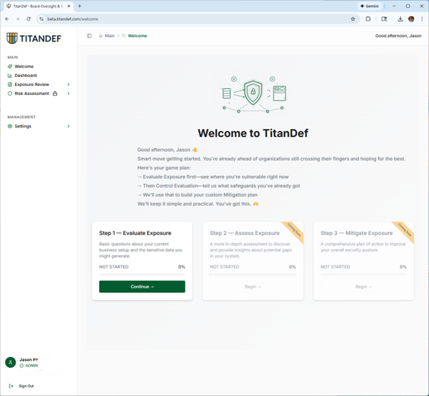 TitanDef onboarding step 04: Welcome to TitanDef screenshot